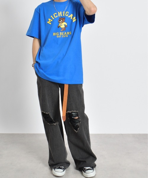 MODISH GAZE（モディッシュガゼ） tシャツ MICHIGANクマプリントT