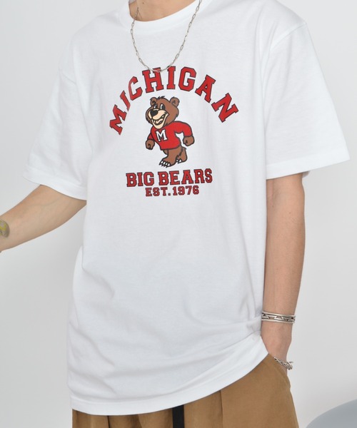 MODISH GAZE（モディッシュガゼ） tシャツ MICHIGANクマプリントT
