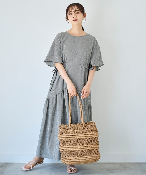「mil」 半袖ワンピース S ベージュ レディース_画像4