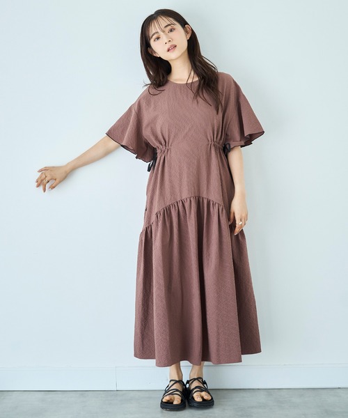 「mil」 半袖ワンピース S ベージュ レディース_画像6