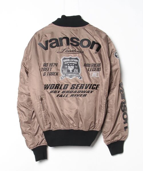 美品 vanson バンソン ジャケット MA-1 ブルゾン VANSON（バンソン） MA-1ジャケット L ベージュ メンズ : ZOZOTOWN
