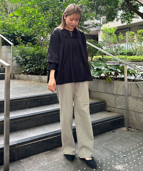 「UNFILO」 長袖ブラウス MEDIUM ベージュ レディース_画像9