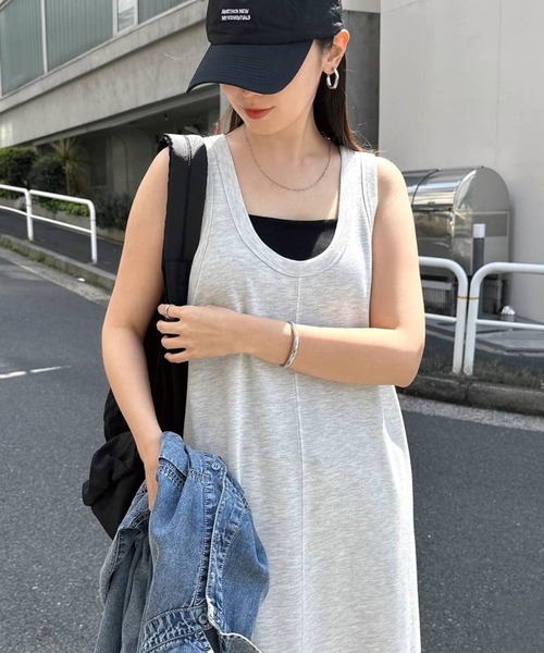「andme」 「alma design」ノースリーブワンピース M ブラック レディース_画像2