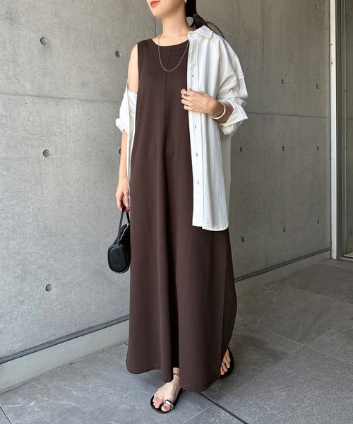 「andme」 「alma design」ノースリーブワンピース M ブラック レディース_画像6