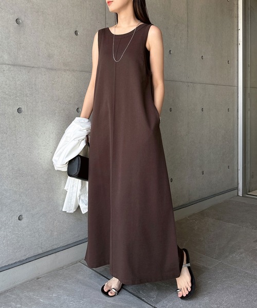 「andme」 「alma design」ノースリーブワンピース M ブラック レディース_画像9