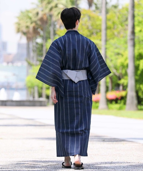 TopIsm 浴衣 しじら織りコットン100％ 浴衣4点セット メンズ