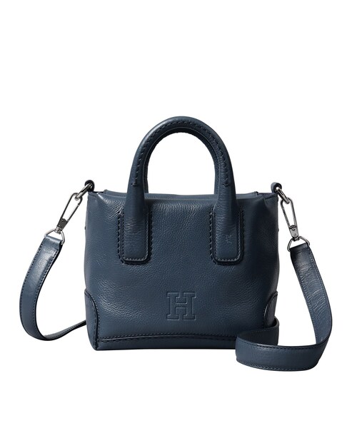 ヒロフ HIROFU バッグ 2way ミニ ボストン ショルダーバッグ Hロゴ カーフレザー レディース 鞄 ブラック HIROFU（ヒロフ） ハンドバッグ 「デュオ」レザーハンドバッグ S 2WAY