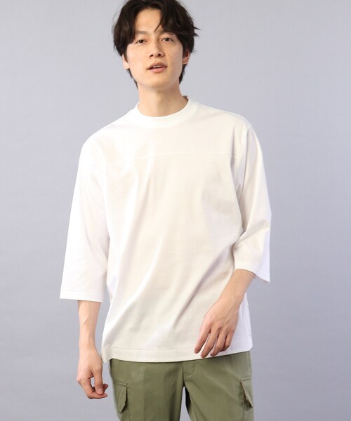 Tシャツ Tシャツ 五分 七分袖 メンズファッション カラーブロッキング フットボール Tシャツ