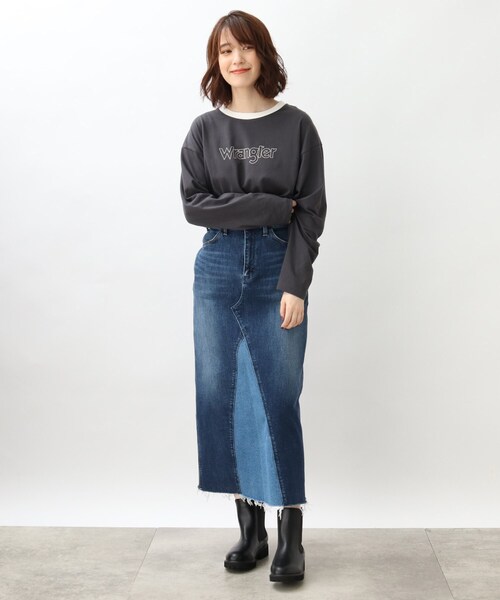 grove（グローブ） ロング スカート 別注リメイク風デニムスカート