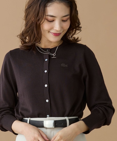 新品 ラコステ ウォッシャブルウールニットカーディガン 38 黒 LACOSTE（ラコステ） カーディガン ウォッシャブルウールニット