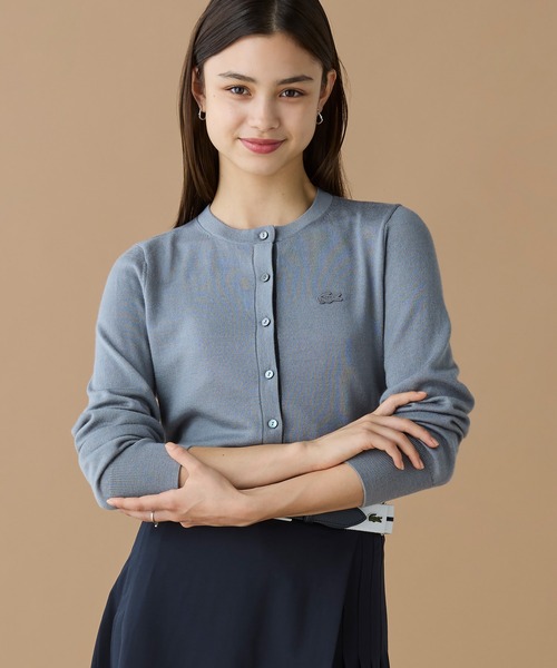 ラコステ タグ付き ウォッシャブルウールニットカーディガン 長袖 38 緑 LACOSTE - ラコステ タグ付き ウォッシャブルウールニットカーディガン