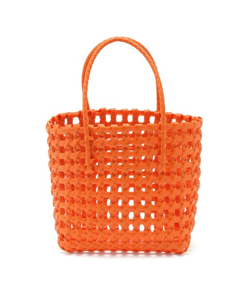 オレンジ 編み込みトートバッグ　メルカドバッグ ROPE' PICNIC トートバッグ 透かし編みメルカドミドルトート