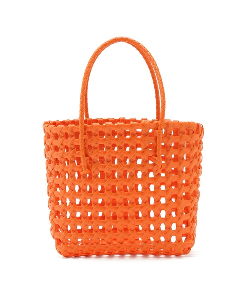 オレンジ 編み込みトートバッグ　メルカドバッグ ROPE' PICNIC トートバッグ 透かし編みメルカドミドルトート