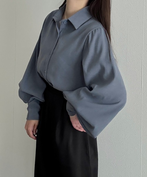 Cham. ブラウス シャツ バルーンスリーブシンプルシャツ レディース