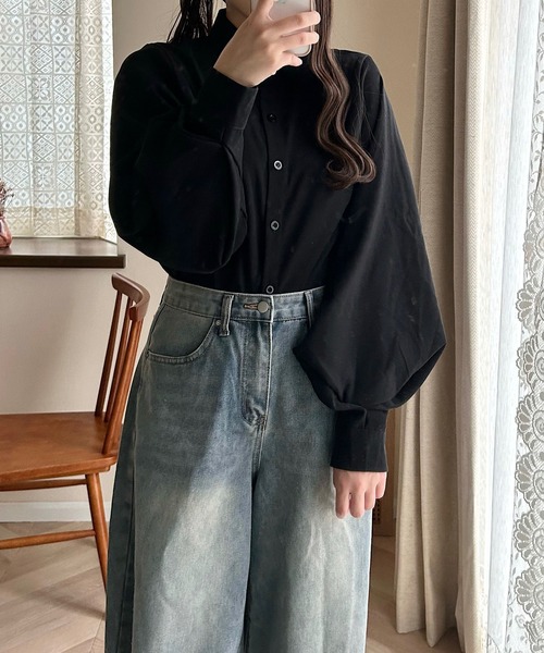 ブラウス シャツ バルーンスリーブシンプルシャツ レディース バルーンスリーブシンプルシャツ（シャツ/ブラウス）｜Cham