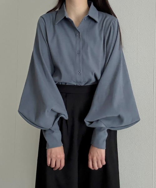 Cham. ブラウス シャツ バルーンスリーブシンプルシャツ レディース