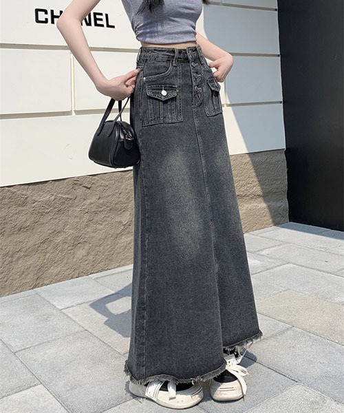 gossip!ロサンゼルス デニムスカート ハイウェストデニムロング