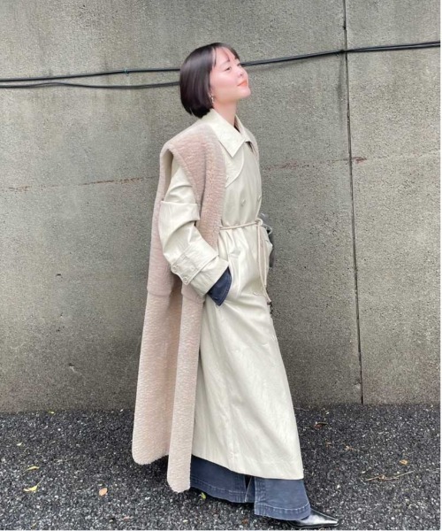 ベスト+ジレ Ameri FABRIC BLOCKING LONG BOA VEST Ameri（アメリ） ベスト ジレ FABRIC BLOCKING LONG BOA VEST