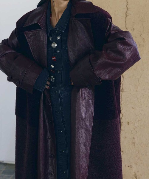 ベスト+ジレ Ameri FABRIC BLOCKING LONG BOA VEST Ameri（アメリ） ベスト ジレ FABRIC BLOCKING LONG BOA VEST