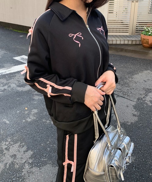 lilful ジャージ セットアップ リボン付き ラインジャージ