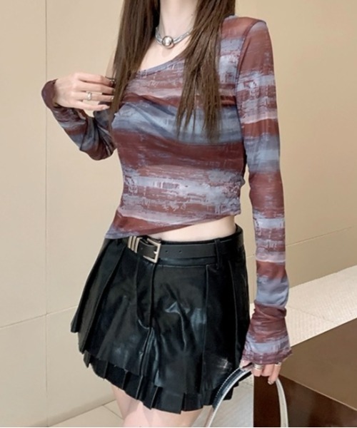 tシャツ ワンショルダーボーダートップス レディース LADY LIKE tシャツ ワンショルダーボーダーシアートップス