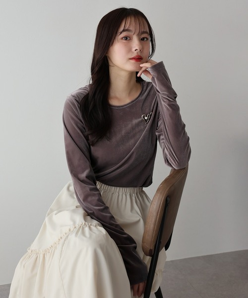 BLUEEAST tシャツ シアーベロアクルーネックカットソー