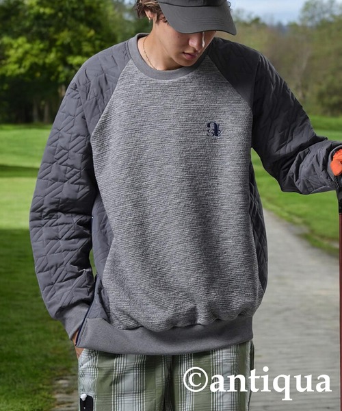 ANTIQUA STCH 異素材切り替えトップス GOLF ゴルフ antiqua tシャツ 「STCH」異素材切り替えトップス レディース