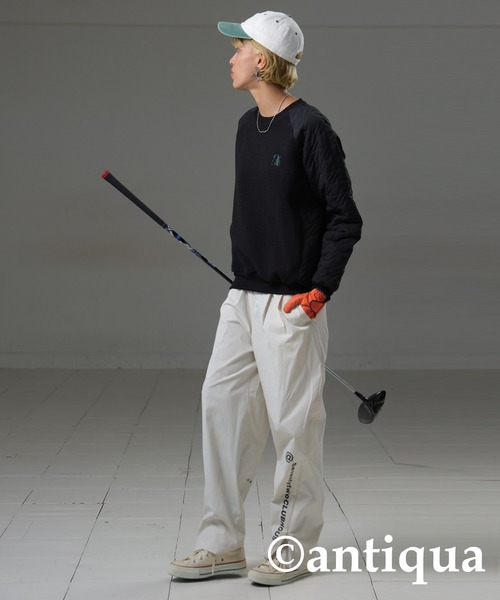 ANTIQUA STCH 異素材切り替えトップス GOLF ゴルフ antiqua tシャツ 「STCH」異素材切り替えトップス レディース