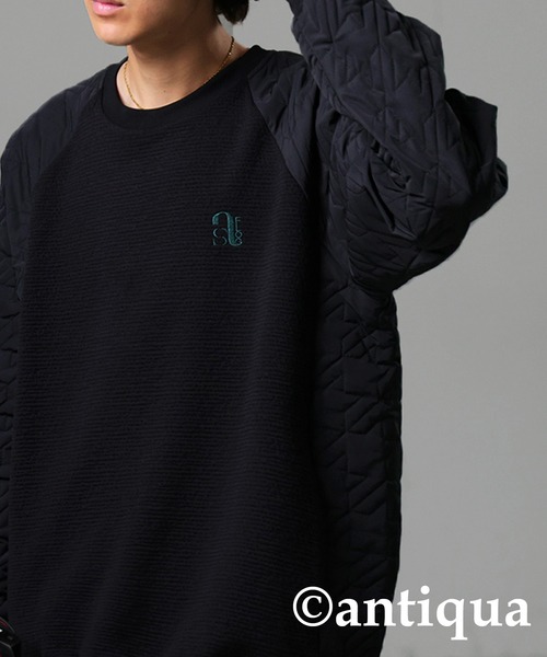 antiqua（アンティカ） tシャツ 「STCH」異素材切り替えトップス
