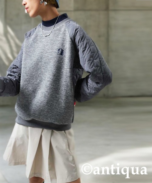 antiqua tシャツ 「STCH」異素材切り替えトップス レディース