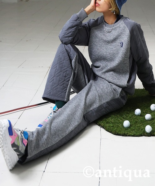 ANTIQUA STCH 異素材切り替えトップス GOLF ゴルフ antiqua tシャツ 「STCH」異素材切り替えトップス レディース