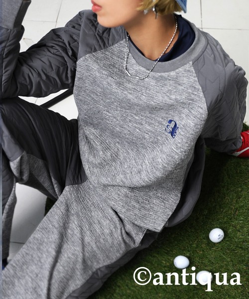 STCH SANTQUA GOLF グレー Tシャツ antiqua tシャツ 「STCH」異素材切り替えトップス レディース