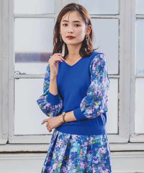 atsuharu 【新品タグ付】慈雨 センソユニコ　花柄ニットセーター ITS'DEMO ニット セーター 「セットアップ可／手洗い可」アート