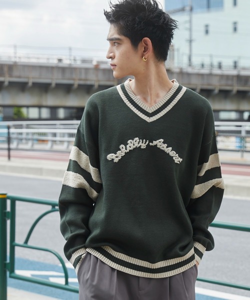 WEGO セーター ニット WEGO/ラインチルデンニットプルオーバー