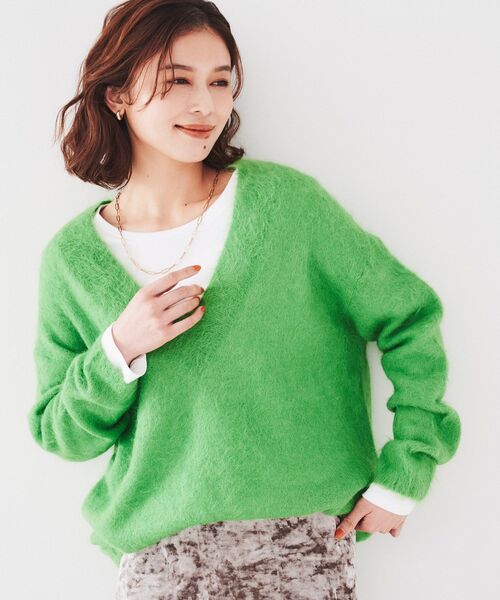 ニット セーター 「毛足感/リラクシー」スーリーアルパカ混Vネックニット レディース UNTITLED ニット セーター 「毛足感/リラクシー」スーリー