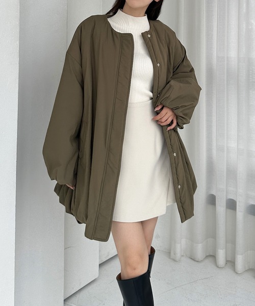 Louere（ルエレ） ノーカラーコート コート 中綿ノーカラーバルーン