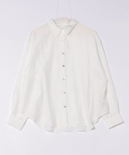 ミディウミ　白シャツ　ホワイト　白　ワイド　フレア gathered wide shirt - MidiUmi（ミディウミ）｜OFFICIAL ONLINE