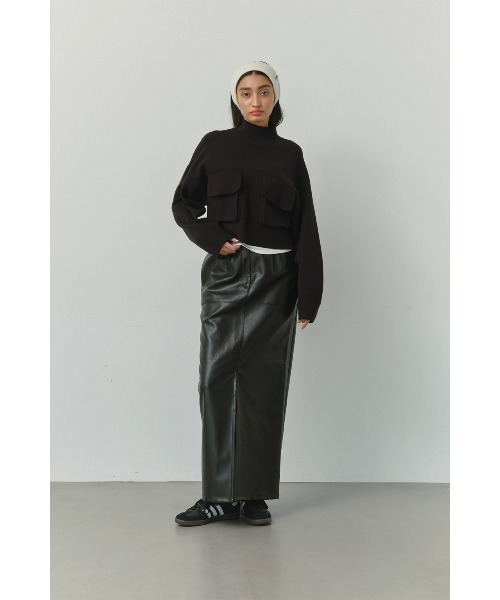 アリシアスタン ALEXIA STAM 24AW Double Pocket Knit Top ニット セーター 長袖 F 黒 ブラック /NR ■OS レディース ALEXIA STAM ニット セーター Double Pocket Knit Top /ダブル