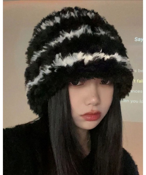 ビンテージ ファーハット フランス製 フェイク 帽子 ニット帽 キャップ 美品 ビンテージ ファーハット フランス製 フェイク 帽子 ニット帽