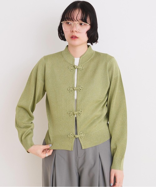 カーディガン llic yarn 華釦カーディガン レディース I am in fact カーディガン Metallic yarn 華釦カーディガン