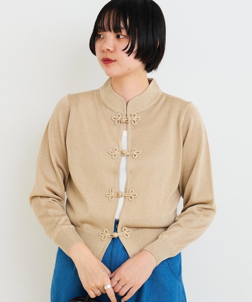 カーディガン llic yarn 華釦カーディガン レディース I am in fact カーディガン Metallic yarn 華釦カーディガン