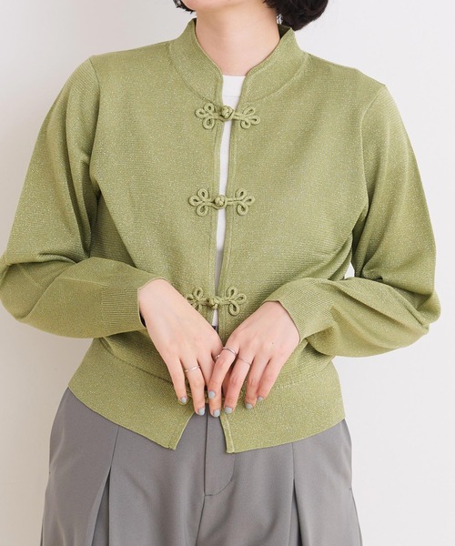 ニット セーター llic yarn 華釦プルオーバー レディース I am in fact カーディガン Metallic yarn 華釦カーディガン