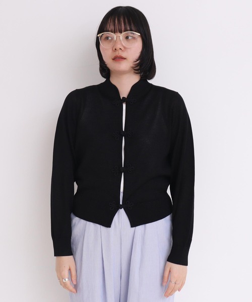 ニット セーター llic yarn 華釦プルオーバー レディース AMBIDEX Store △〇COTTON NYLON 華釦 半袖プルオーバー(F