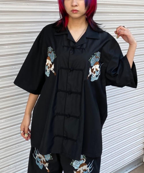 ブラウス シャツ FIRE CAT CHINA シャツ レディース メンズ