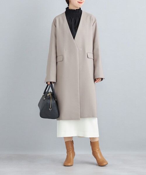 SHIPS（シップス） ノーカラーコート 38 ベージュ レディース