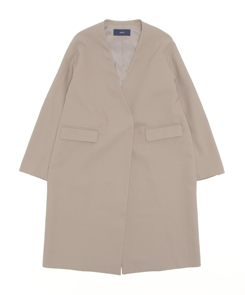SHIPS（シップス） ノーカラーコート 38 ベージュ レディース