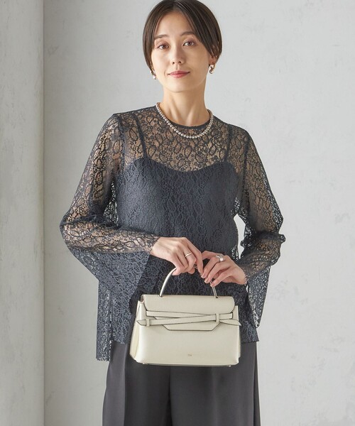 シップス（SHIPS）/〈手洗い可能〉クルーネック レース ブラウス SHIPS（シップス） ブラウス シャツ 「手洗い可能」クルーネック