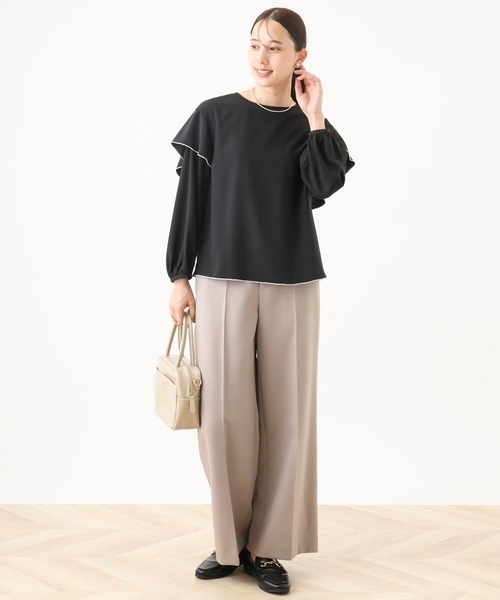 OFUON（オフオン） パンツ 「名品シリーズ」ストレッチワイドパンツ