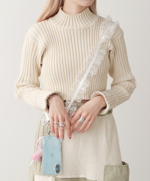 スマホショルダー パール付き ギャザーチュール ショルダー ストラップ 秋物 秋服 2026年秋冬 | ROOP TOKYO | 03