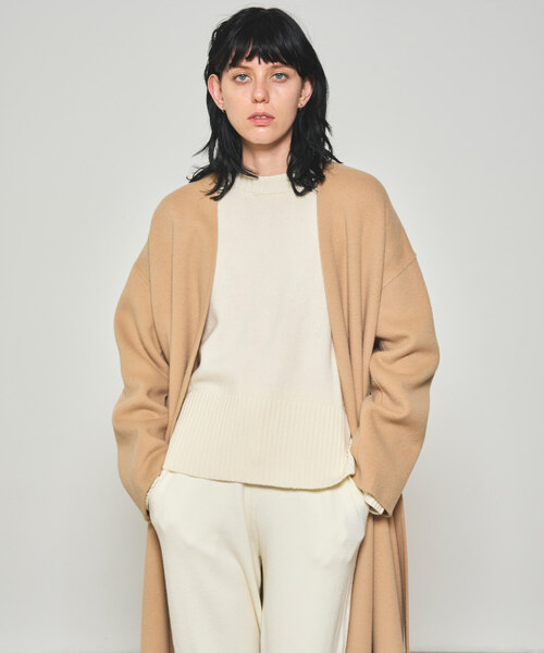 「N.O.R.C by the line」 ノーカラーコート L グレイッシュベージュ レディース_画像4